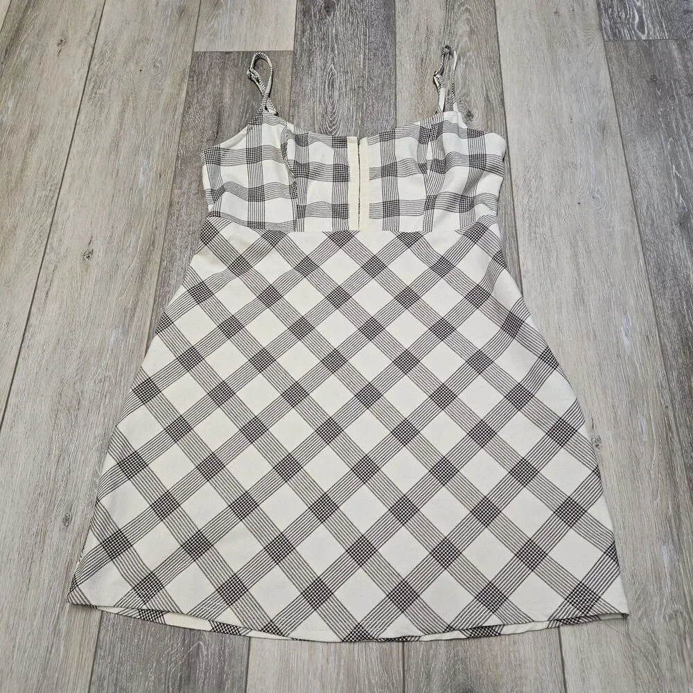 Urban Outfitters Keya Hook & Eye Plaid Mini Dress Sleeveless Women's Medium